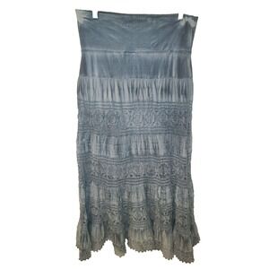 Cute Options Hippie Skirt Boho Peasant Festival Blue Lace semi Sheer XL MAXI